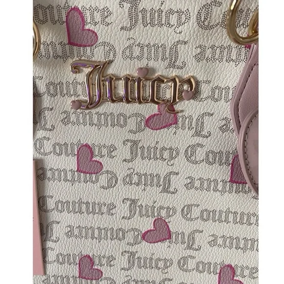 Juicy Couture Heart Print Tote in Pink and Cream - Picture 2 of 4